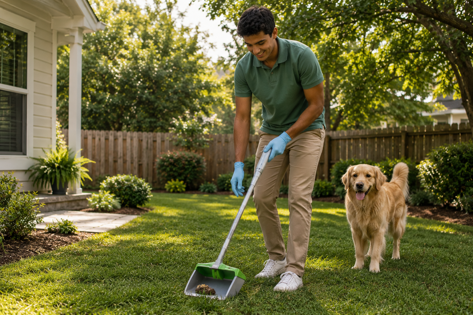 Yard poop scoop in action